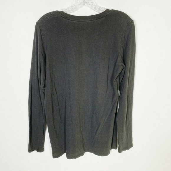 Lucky Brand M Acdc Floral Tee Long Sleeve Black Gray Gold Metallic Tshirt Top - Picture 4 of 7